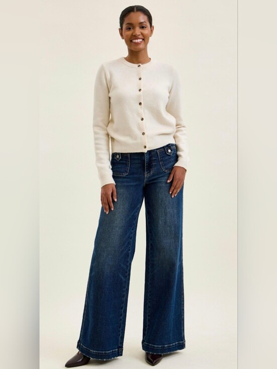 Judy Blue Denim - Judy Blue HR LUX Dark Fade Wash Retro Wide Leg Jeans Patch Pockets Various NEW